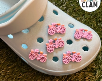 One Handmade Bicycle Shoe Charm | Pink Bike Accessory | Fun Theme Charm
