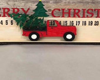 SVG, Glowforge ready- Christmas Counter with Truck, Instant download