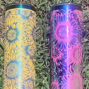 Schöne Sonnenblume Full Wrap Laser gravierte SVG Design für Becher