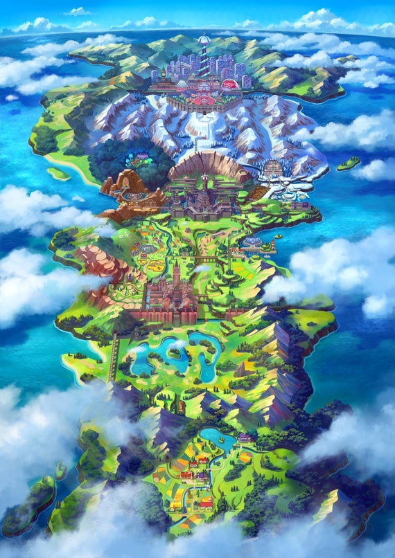 Pokemon Sword And Shield Galar Region Poster 13x19 Etsy Pokemon Sword And Shield Galar Region Poster 13x19 Etsy