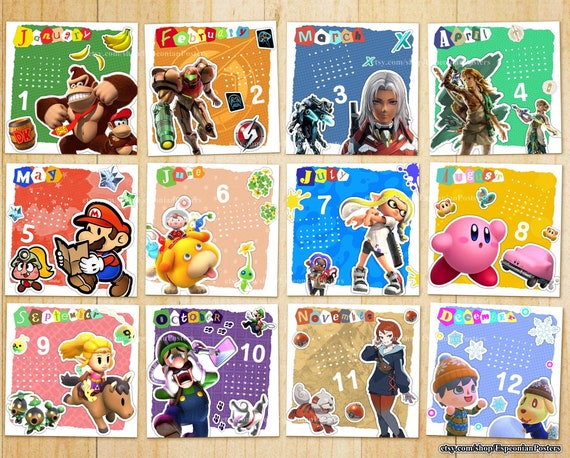 2025年カレンダー - Nintendo Switchテーマ - 印刷可能なデジタル