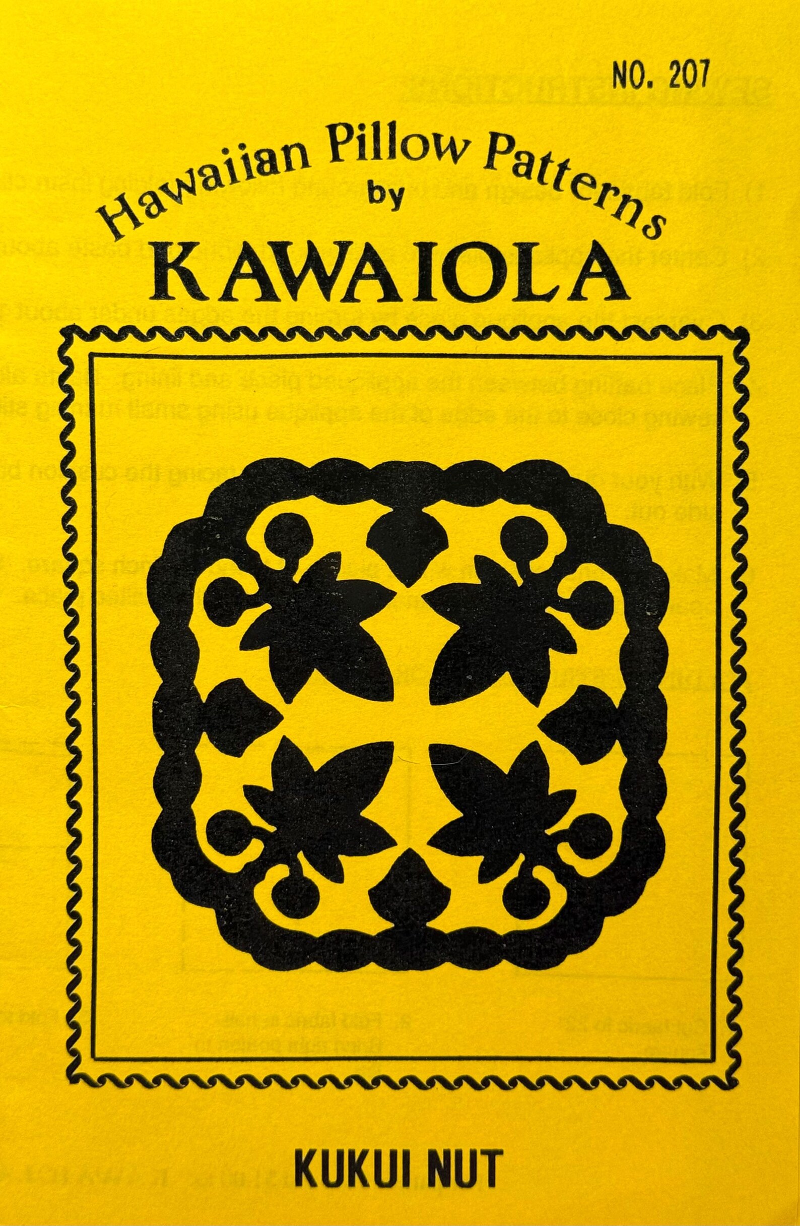 Vintage - KUKUI NUT Hawaiian Appliqué Pillow Pattern by Kawaiola. C1993 ...