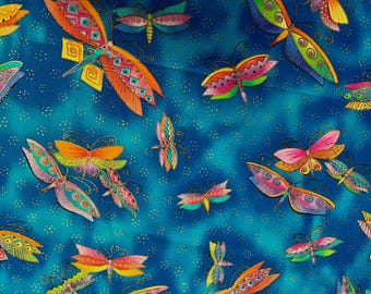 Rare - Laurel Burch - Flying Colors II Collection - Dragonflies - Blue - 1 yd