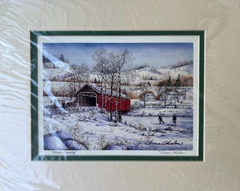 Winter Crossing - Vintage Watercolor Art Print by Diane Phelan