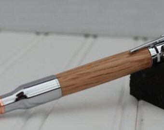 Handcrafted Turned Oak Wooden .30 caliber Bolt Action Pen