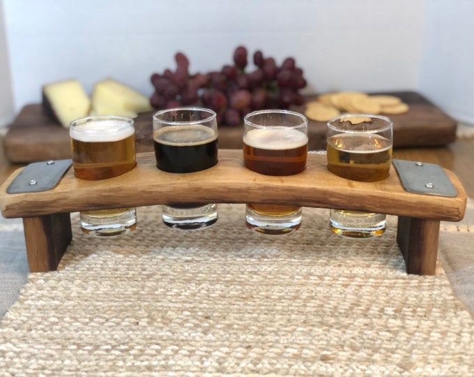 Beer Flight Glass Rests Wine Barrel Stave Beer Flight and Glasses - Etsy