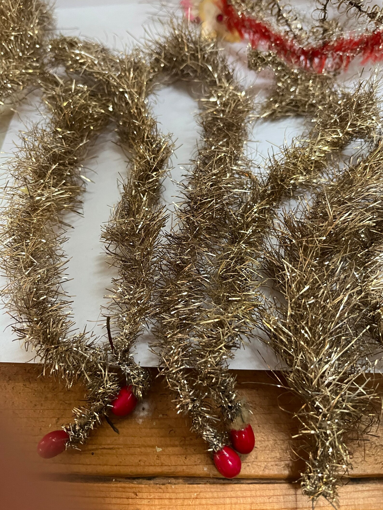 Antique Early Metal Xmas Tinsel Garland and Crown Etsy