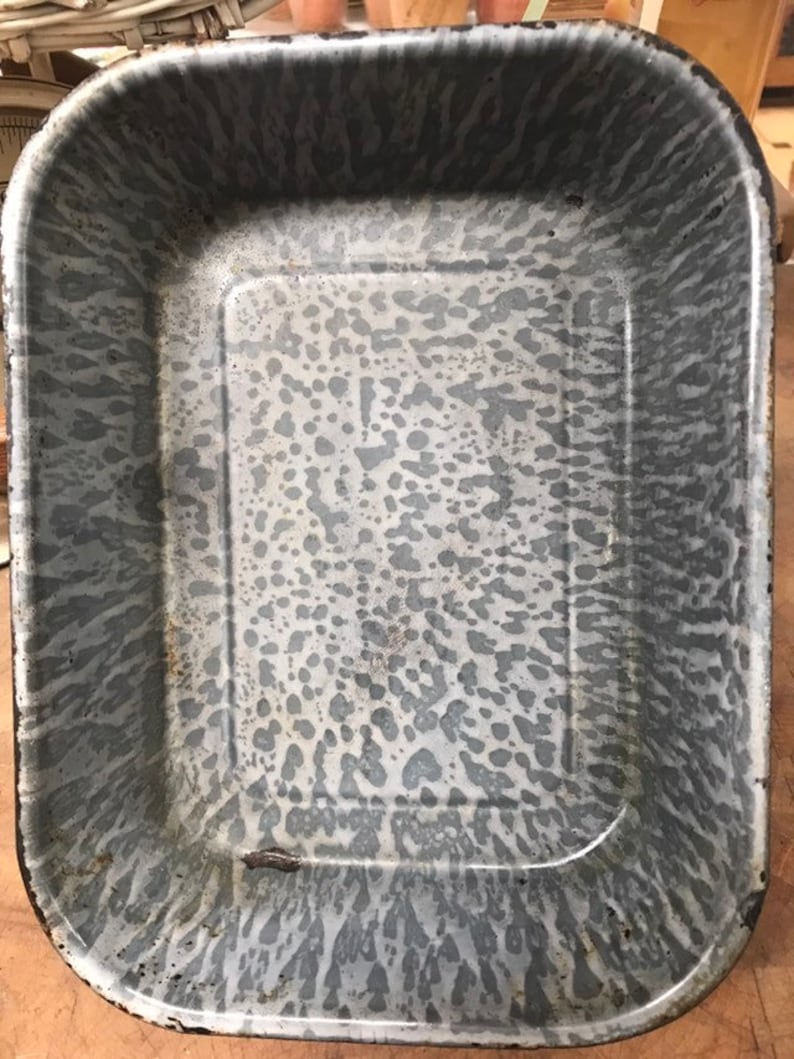 Antique Grey Graniteware Pan With Hanger Etsy