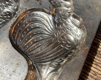 Antique chocolate mold roosters