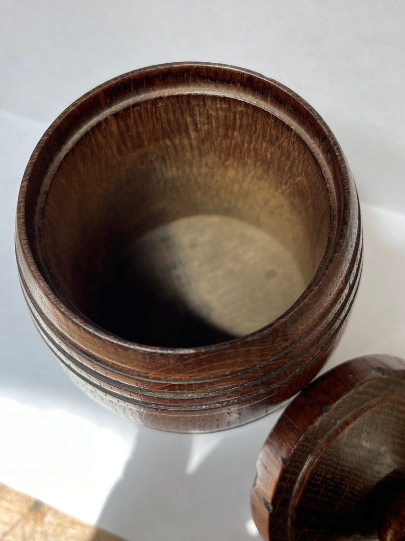 Antique 19c English Treen Wooden Ware Container W Lid - Etsy