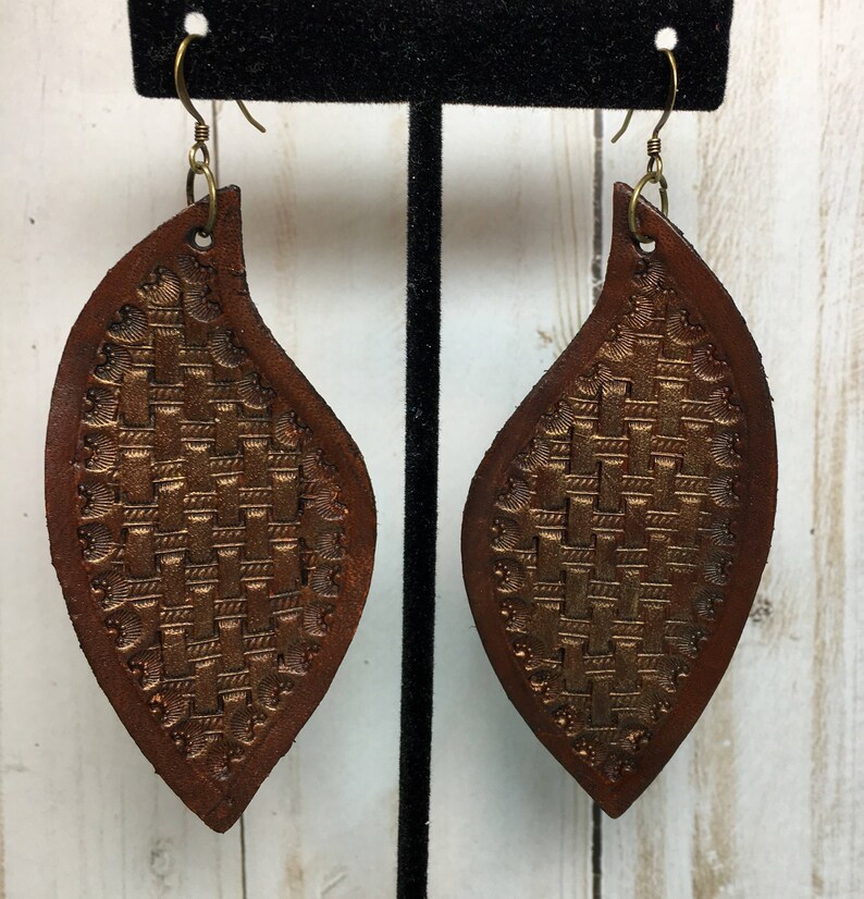 Leather Earrings Handmade Statement Earrings Gifts for Her Etsy