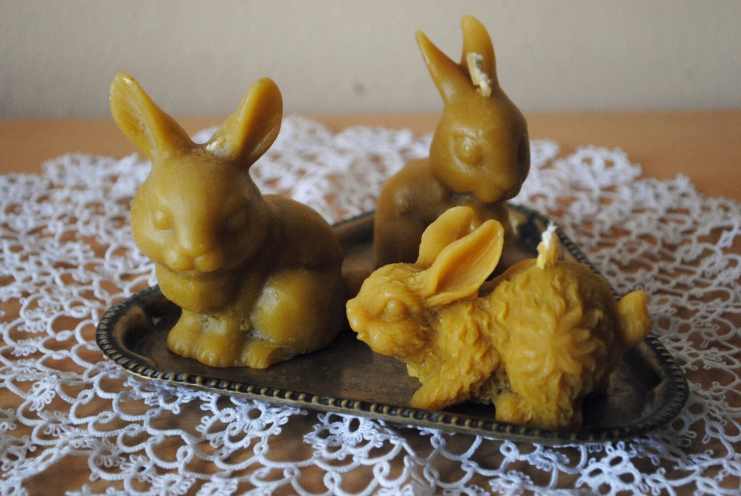 Beeswax 3 x Rabbit Candles Easter Candle Easter decoration Etsy
