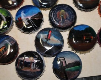 Bottle Cap Art - OOAK - Mini Painting, Random Art Caps Incident Archive Original