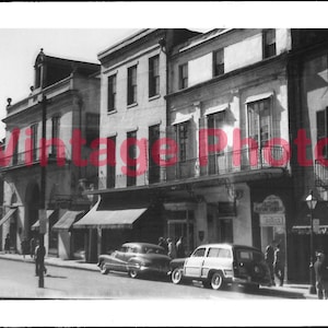 Original Vintage Early 1940&#39;s Snapshot of Street View of Buildings at 403 - 417 Royal Street in  New Orleans Louisiana