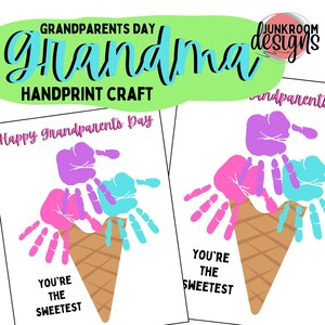 Großeltern Tag Handabdrücke, DIY Geschenk für Oma, Eistüte, Du bist die Süßeste