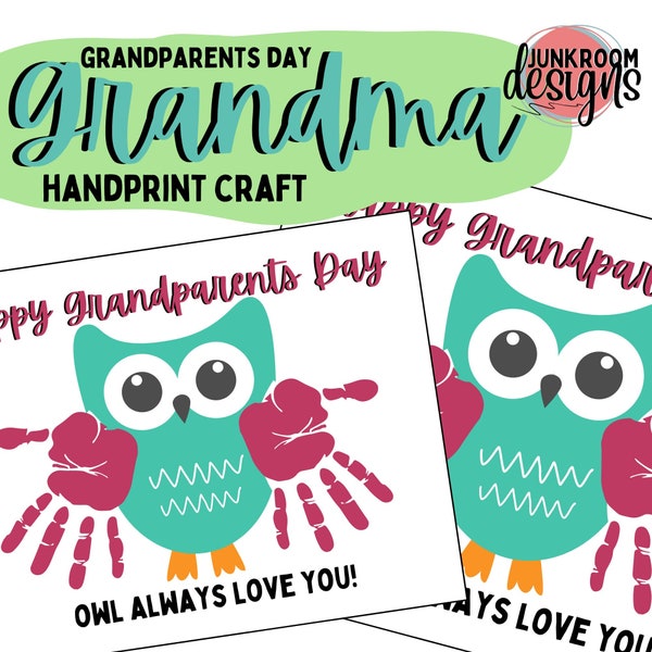 Grandparents Day Handprints, DIY gift for Grandma, Owl, Owl Always Love You