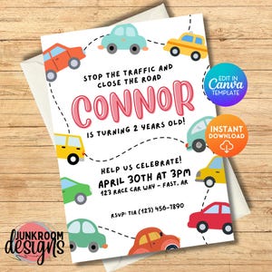 Cars Birthday Invitation, Birthday Invite, Birthday Download, Boy Invitation