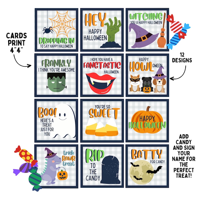 Kids Halloween Card Set Classroom Halloween Cards Halloween - Etsy
