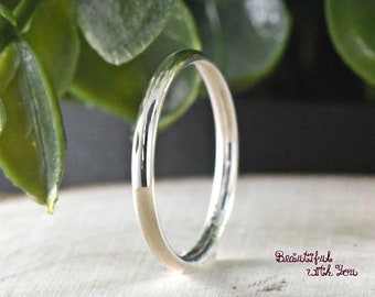 Minimalist 2mm Sterling Silver Wedding Band, Simple Classic Dome Engagement Ring, Womens Mens Anniversary Ring, Pinky Midi Thumb Ring