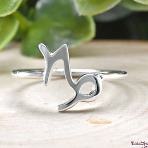 Zodiac Sign Ring, Capricorn Ring, Star Signs Ring, Birth Date Ring, Capricorn Zodiac Sign Ring, The Goat, Sterling Silver Astrology Ring