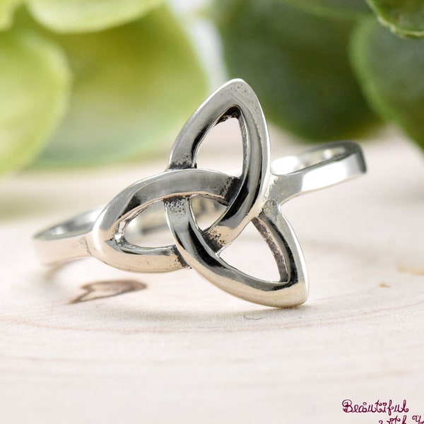 Celtic Trinity Knot Inspired Ring, Celtic Triquetra Ring, Trinity Ring, Sterling Silver Trinity Ring Womens, Trinity Knot Silver Ring