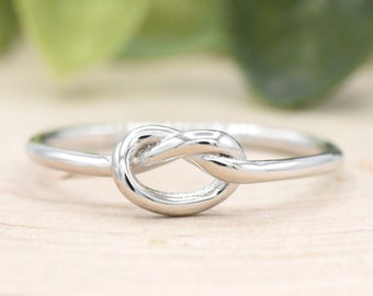 Love Knot Ring, True Lover's Knot Promise Ring Womens, Knot Ring for Girlfriends. Solid 925 Sterling Silver Knot Ring, Knot Engagement Ring