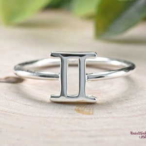 Zodiac Ring, Gemini Ring, Star Signs Ring, Birth Date Ring, Gemini Zodiac Sign Ring, The Twins, Sterling Silver Astrology Ring