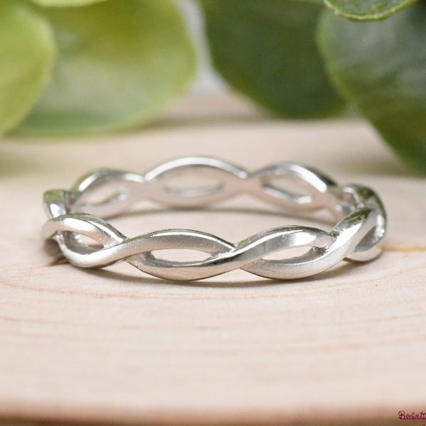 Infinity Eternity Band, Celtic Knot Eternity Ring, Briaded Knot Eternity Band Silver, Womens Unique Ring, Unique Ring, Womens Everyday Ring