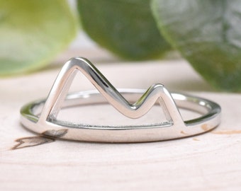 Trendy Ring, Mountain Ring, High and Low Mountain Ring, Hikers Ring, Nature Inspired Dainty Mountain Ring, Sterling Silver Mountain Ring