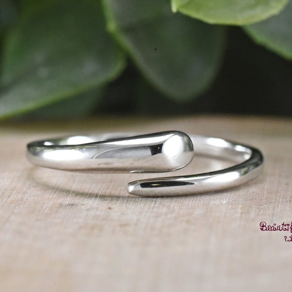 Minimalist Open Adjustable Wraparound Ring, Trendy Wire Style Sterling Silver Wrap Around Ring, Wraparound Ring Sterling Silver