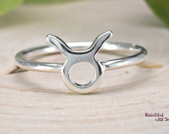 Zodiac Sign Ring, Taurus Ring, Star Signs Ring, Birth Date Ring, Taurus Zodiac Bull Ring, Silver Astrology Constellation Ring, Zodiac Gift