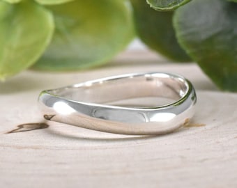 Wavy Thumb Ring, Solid 925 Sterling Silver Thumb Ring, Finger Ring, Stackable Ring, Wavy Curved Simple Ring