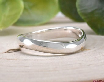 Wavy Thumb Ring, Solid 925 Sterling Silver Thumb Ring, Finger Ring, Stackable Ring, Wavy Curved Simple Ring