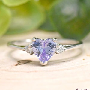 June Birthstone Ring, Simulated Heart Lavender Color Cubic Zirconia Ring, Kids Girls Womens Birthstone Ring, 925 Sterling Silver Ring, Gift