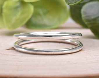 Double Layered One Ring, Plain Sterling Silver Trendy Dual Ring, Two Line Double Layered Silver Ring, Dainty Ring, Womens Everyday Jewelry