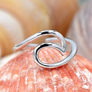 Wave Toe Ring, Womens Toe Ring, Adjustable Flexible Open Toe Ring, Wave Sterling Silver Ring, Sterling Silver Waves Toe Ring Beach Jewelry