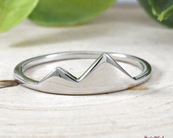 Unique High and Low Range Mountain Ring, Silver Mountain Ring, Womens Trendy Ring, Fashion Trendy Mountain Ring Silver, Everyday Jewelry