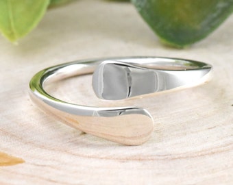 Round Ends Open Flexible Midi Finger Ring, Wraparound Smooth Finish Sterling Silver Ring, Open Silver Ring, Midi Ring, Womens Unique Ring