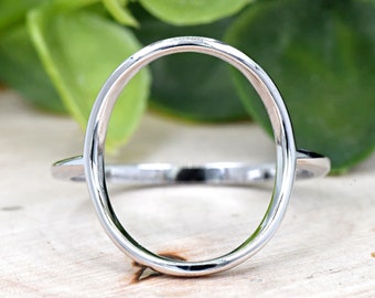 Karma Ring, 16mm Big Open Circle Ring, O Ring Silver, 925 Sterling Silver Curved Circle Concave Ring, Womens Fashion Ring, Minimalist Ring