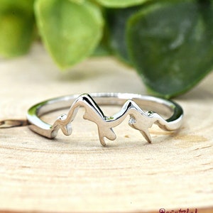 Trendy Fashion Ring Mountain, Mountain Ring, Sterling Silver Womens Mountain Ring, Dainty Minimalism Nature Mountain Range Ring Silver