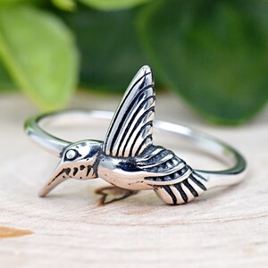 Hummingbird Ring Solitaire Cute Hummingbirds Ring 925 Sterling