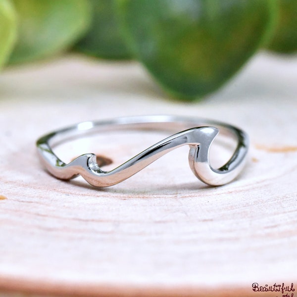 Double Waves Ring, Minimalist Ocean Tide Waves Nautical Beach Summer Trendy Ring, 925 Sterling Silver Dainty Sea Waves Ring, Gift Idea