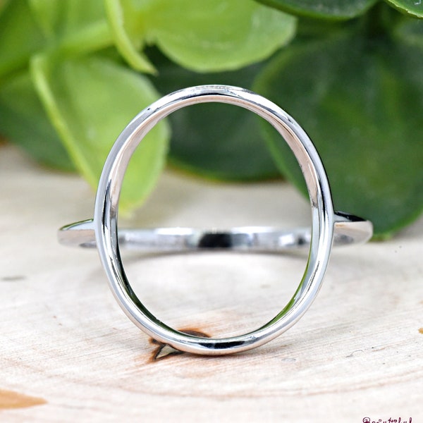Karma Ring, 16mm Big Open Circle Ring, O Ring Silver, 925 Sterling Silver Curved Circle Concave Ring, Womens Fashion Ring, Minimalist Ring
