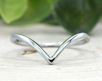 Bague midi empilable en forme de V, bague en V à chevrons, bague de fiançailles en triangle, bijoux en argent pour femme de tous les jours, bague d'anniversaire pour femme en argent