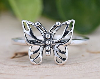 Dainty Butterfly Ring, Solid 925 Sterling Silver Butterfly Ring, Insect Theme Jewelry, Transformation, Hope and Faith Symbol