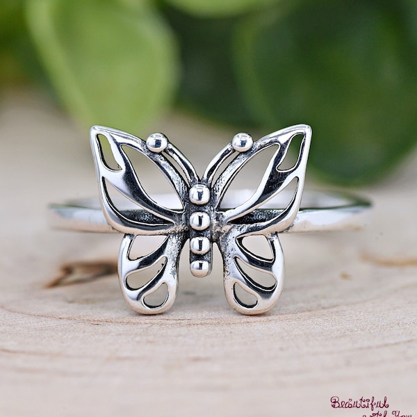 Dainty Butterfly Ring, Solid 925 Sterling Silver Butterfly Ring, Insect Theme Jewelry, Transformation, Hope and Faith Symbol