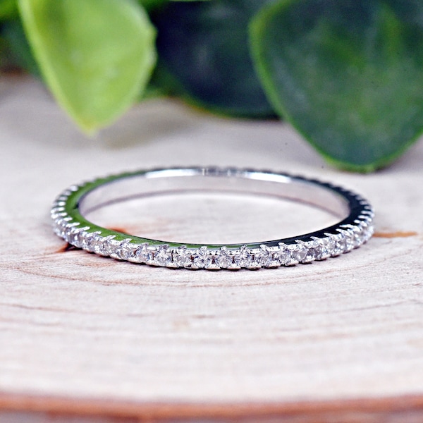 2mm Skinny Thin Full Eternity Band CZ Sterling Silver, High Quality CZ Full Eternity Ring, Thin Engagement Ring, Minimalist Simple CZ Ring