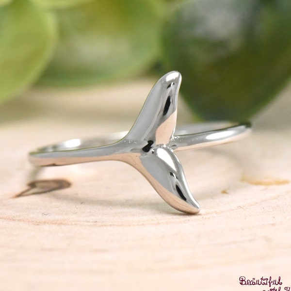 Whale Fluke Ring, Sterling Silver Ocean Theme Fish Tail Ring, Humpback Whales Ring, Gift Ideas, Beach Summer Jewelry