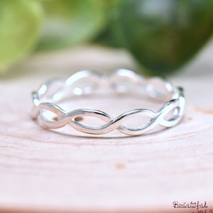 Minimalist Celtic Braided Wire Ring Sterling Silver 3mm Stackable Fashion Trendy Womens Thumb Pinky Ring