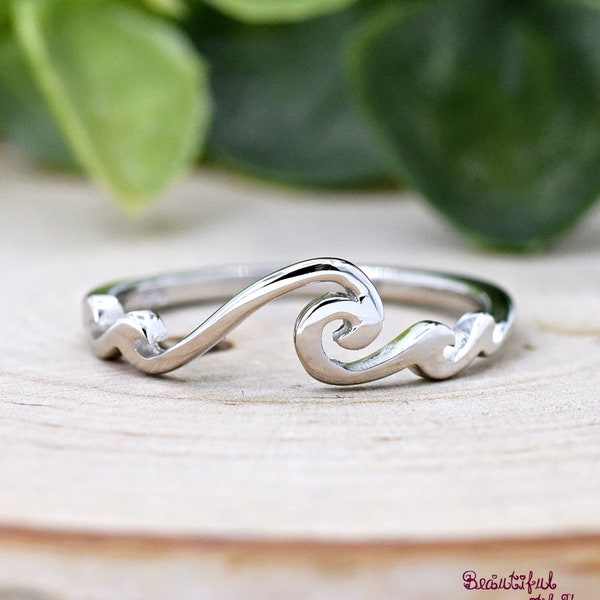 Big & Small Multiple Waves Ring, Ocean Tide Sea Plunging Waves Silver Ring, Nautical Beach Summer Jewelry, Trendy Everyday Silver Ring